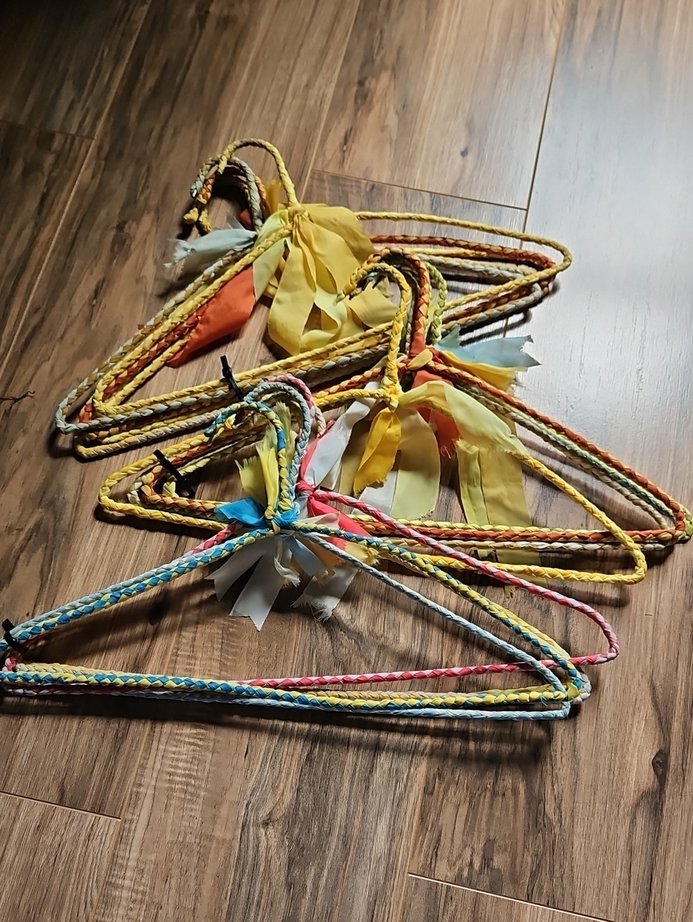 Hand Crafted Yellow and Blue Braided Decorative Hangers